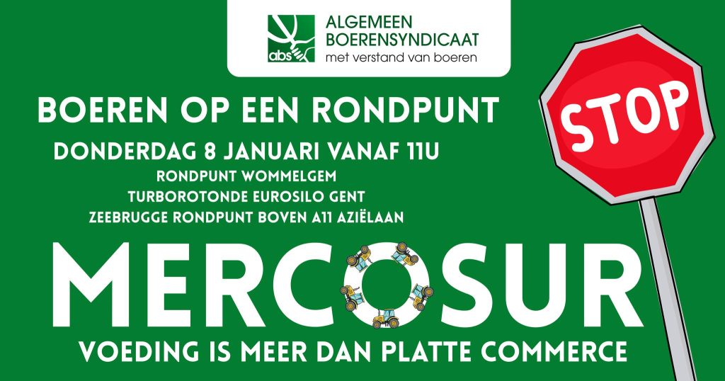 Boeren blokkeren opnieuw Vlaamse rotondes uit protest tegen Mercosur-akkoord
